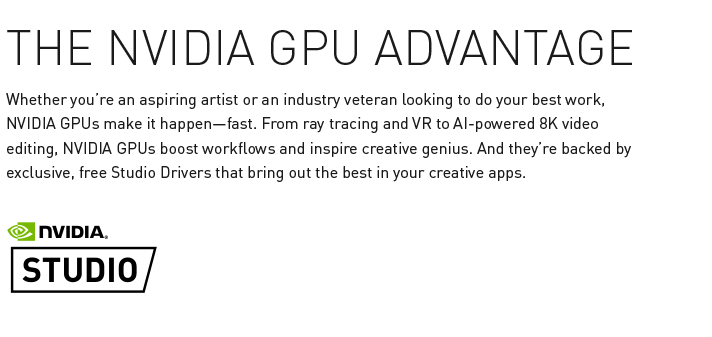 Nvidia Studio - The Nvidia GPU Advantage